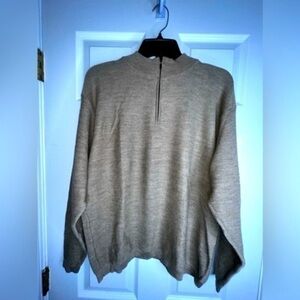 Lord & Taylor Men’s Large 100% Merino Wool Tan 1/4 Zip Knit Sweater L Italy
